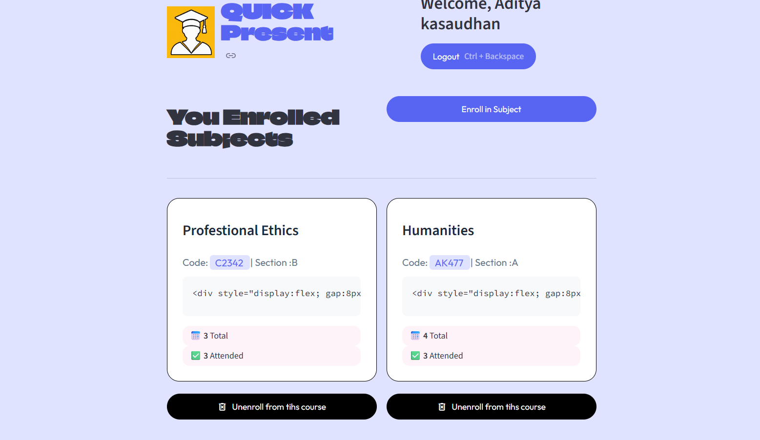 student dashboard flow